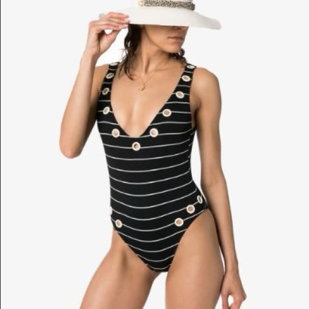 Solid & Striped Michelle eyelet pinstripe swimsuit